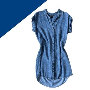 Chic Women's Blue Button-Down Shirt-Dress